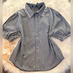 Striped Women's Top with Chain Detail